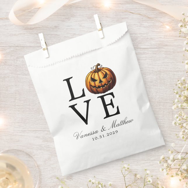 Love Pumpkin Wedding Favour Bags (Clipped)