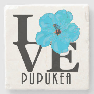 LOVE Pupukea Blue Hibiscus Stone Coaster