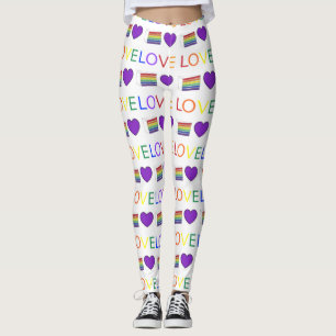 LOVE Purple Heart Rainbow Cake Gay Pride Leggings