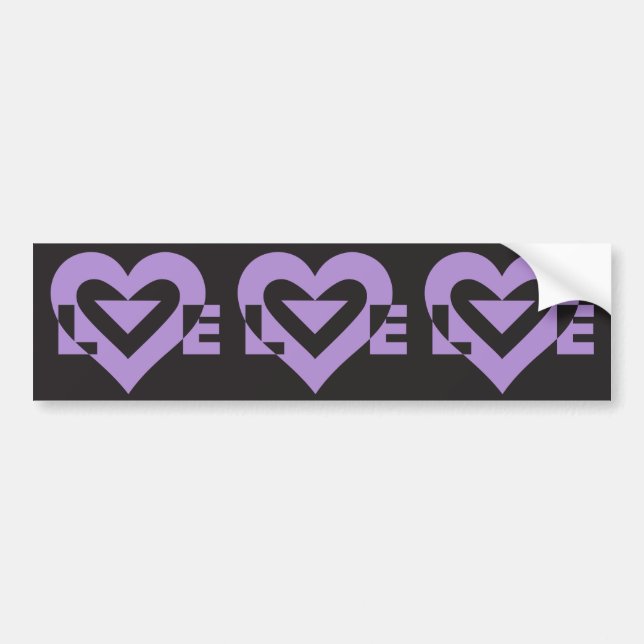 Love Purple on Black Bumper Sticker (Front)
