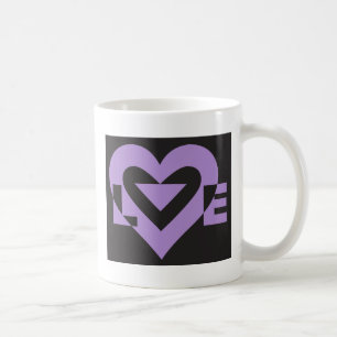Love Purple on Black Coffee Mug