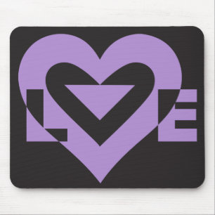 Love Purple on Black Mouse Mat