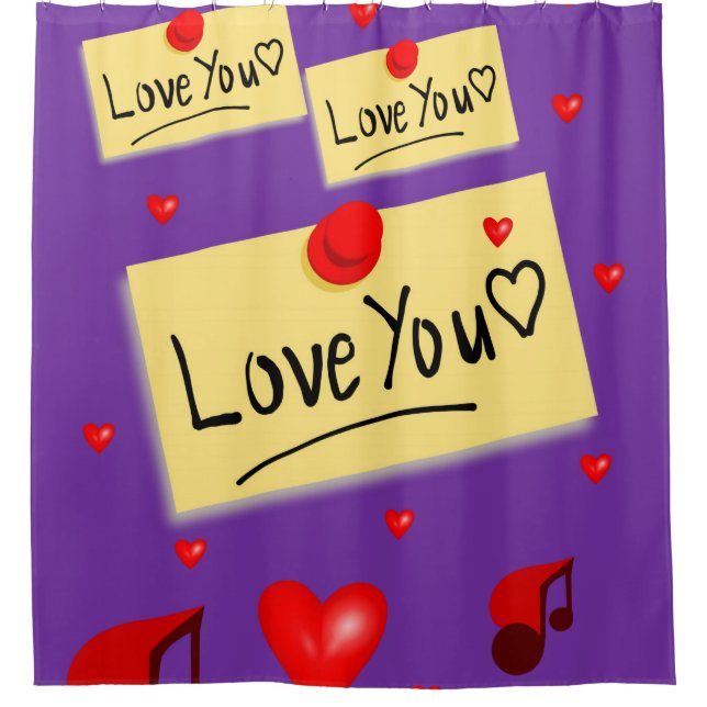 love purple valentines day showercurtain shower curtain (Front)