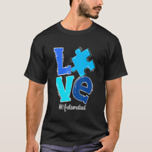 LOVE Puzzle Piece Autism Dad Autism Awareness Fath T-Shirt