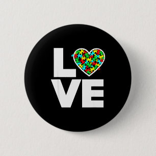 Love Puzzle Piece Cute Heart World Autism Awarenes 6 Cm Round Badge
