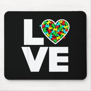 Love Puzzle Piece Cute Heart World Autism Awarenes Mouse Mat