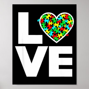 Love Puzzle Piece Cute Heart World Autism Awarenes Poster