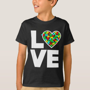 Love Puzzle Piece Cute Heart World Autism Awarenes T-Shirt