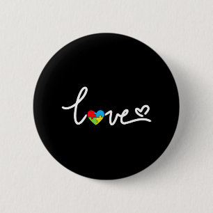 Love Puzzle Pieces Heart Autism Awareness Gifts 6 Cm Round Badge