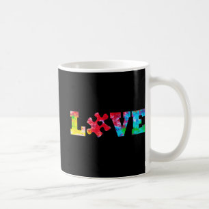 LOVE Puzzle Pieces Heart Autism Awareness Tie Dye Coffee Mug