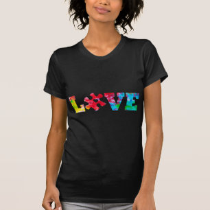 LOVE Puzzle Pieces Heart Autism Awareness Tie Dye T-Shirt