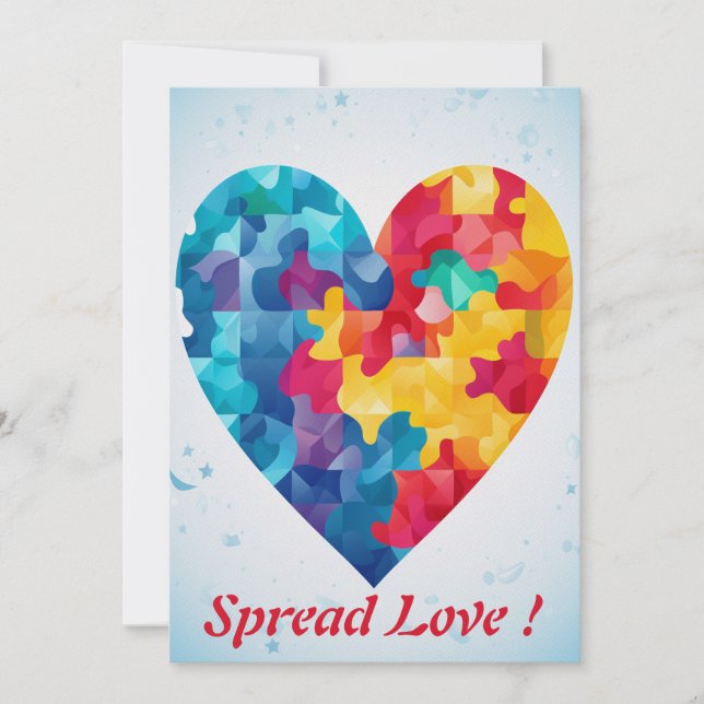 Love Puzzle Rainbow Heart Personalised Holiday Card (Front)