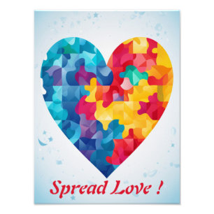 Love Puzzle Rainbow Heart Personalised Photo Print