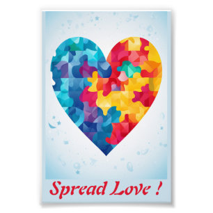Love Puzzle Rainbow Heart Personalized Photo Print
