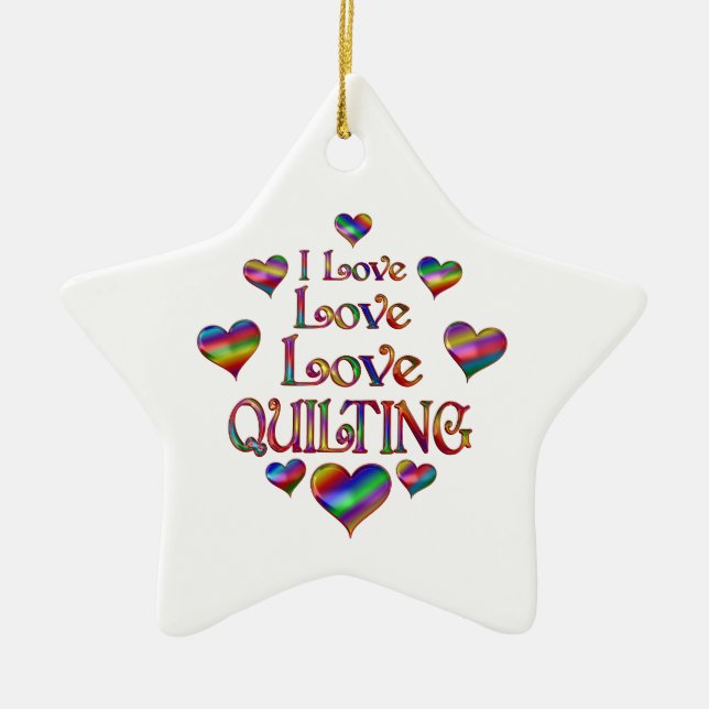 Love Quilting Ceramic Tree Decoration (Front)