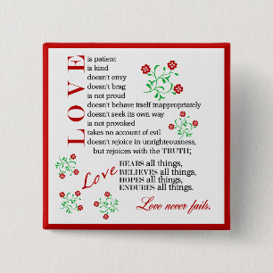 Love Quote   1 Corinthians 13 4-8 15 Cm Square Badge
