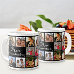 Love Quote 20 Square Photo Collage Black Large Coffee Mug<br><div class="desc">Love is a Wonderful Thing is printed on both sides of your mug and framed with 20 of your favourite photos. The photo template is set up for you to add up to 20 different photos, which are displayed in square instagram format. The design features hand lettered calligraphy with a...</div>