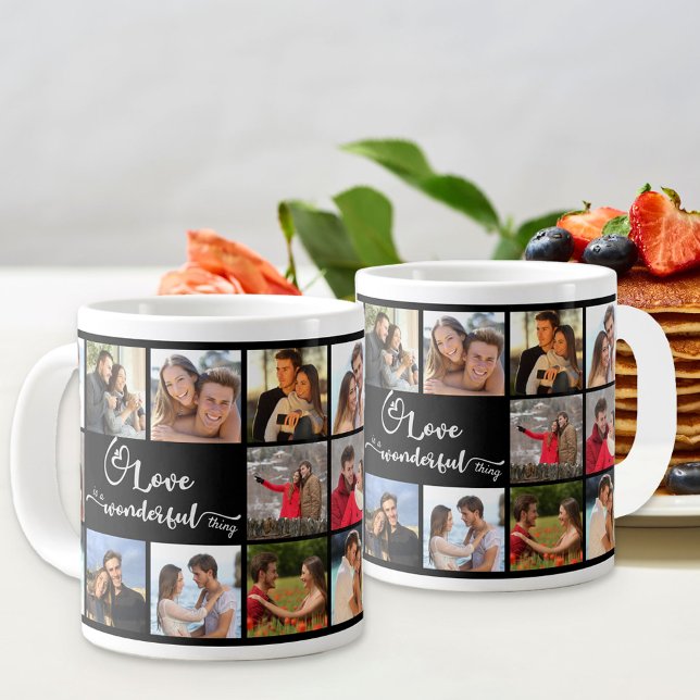 Love Quote 20 Square Photo Collage Black Large Coffee Mug (Creator Uploaded)