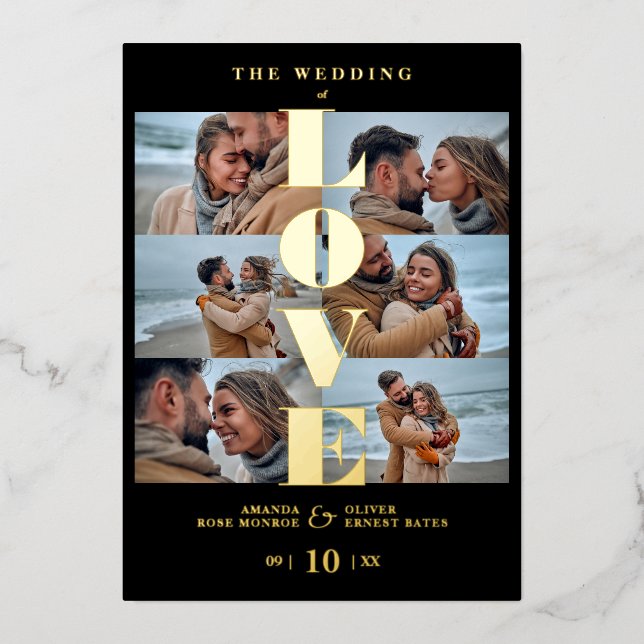 Love Quote Black Trendy Collage Wedding 6 Photos (Front)