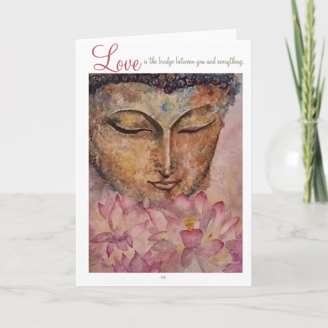 Love Quote Buddha Watercolor Art Greeting Cards (Front)