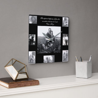 Love Quote Eight Photo Frame Centre Photo Square Wall Clock