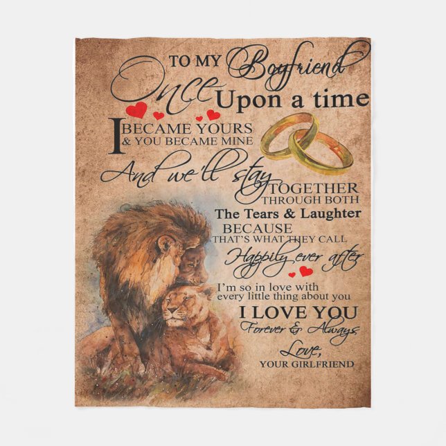 Love Quote For Boyfriend, Boyfriend Birthday Gift Fleece Blanket (Front)