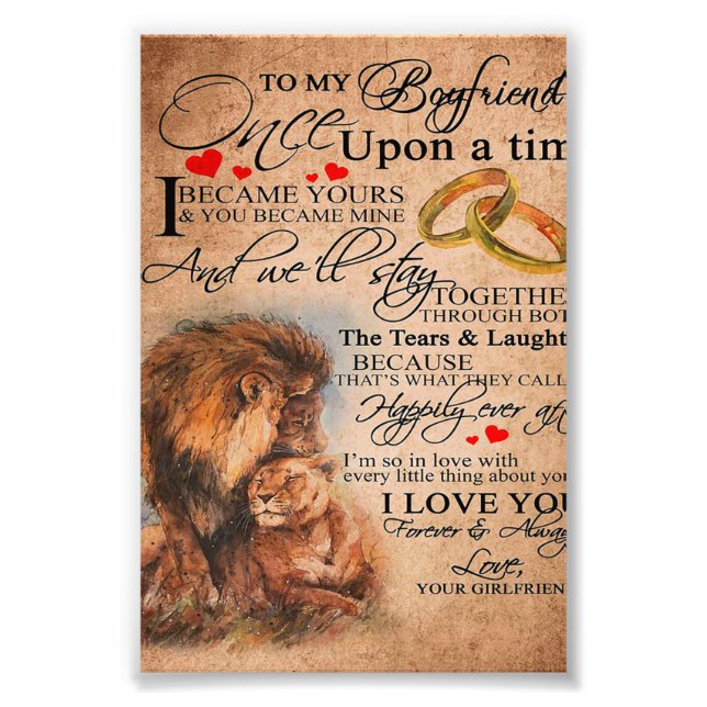 Love Quote For Boyfriend, Boyfriend Birthday Gift Photo Print (Front)