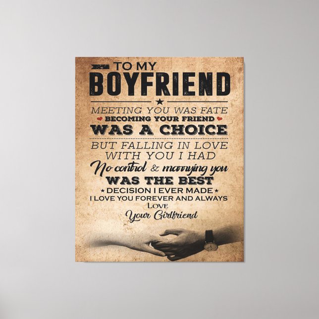 Love Quote For Boyfriend | Cute Boyfriend Gift Canvas Print (Front)