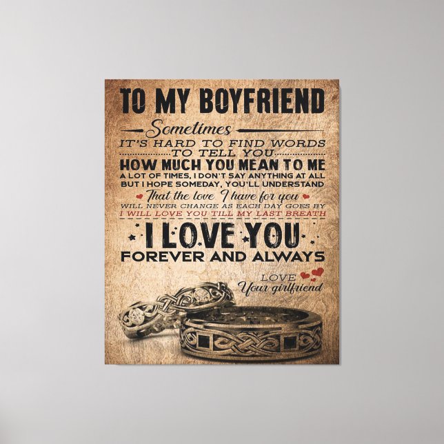 Love Quote For Boyfriend | Cute Boyfriend Gift Canvas Print (Front)