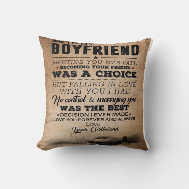 Love Quote For Boyfriend | Cute Boyfriend Gift Cushion (Front)
