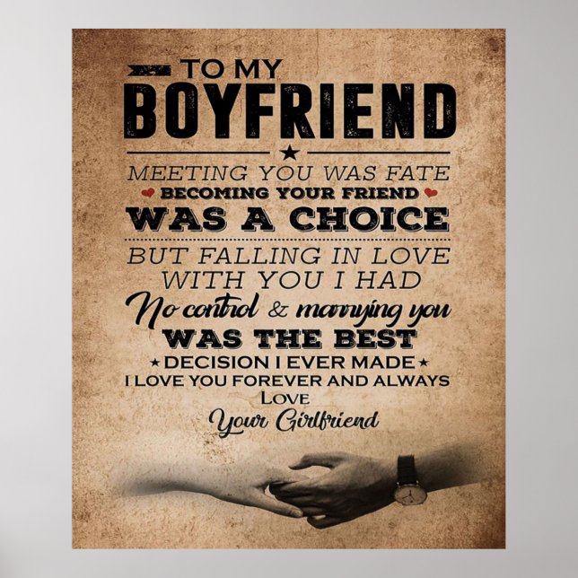 Love Quote For Boyfriend | Cute Boyfriend Gift Poster (Front)