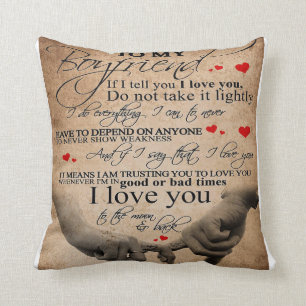 Love Quote For Boyfriend   Cute Home Decor Cushion