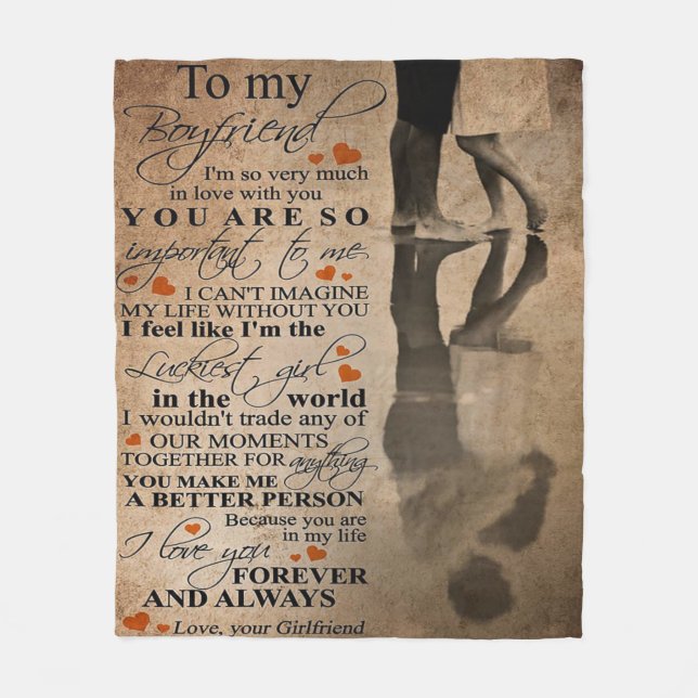 Love Quote For Boyfriend | Funny gift for him Fleece Blanket (Front)