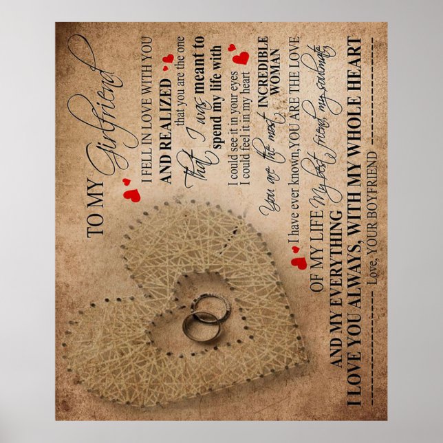 Love Quote For Boyfriend | Funny Quotes Present Poster (Front)