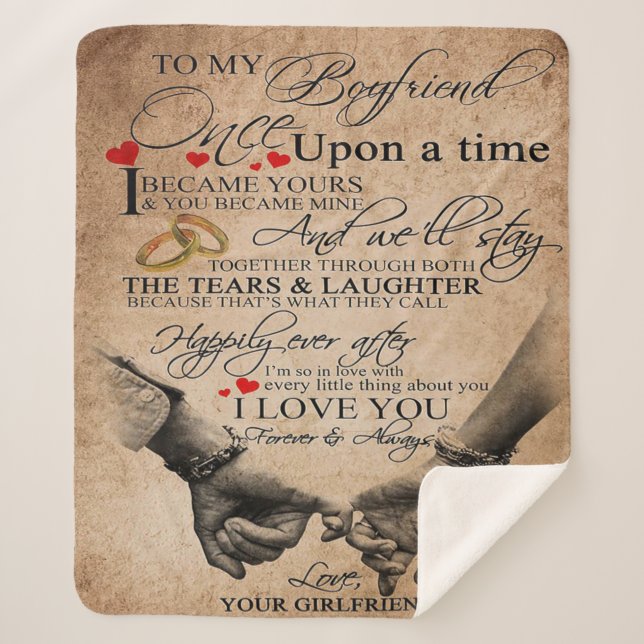 Love Quote For Boyfriend | Gift for husband, bf Sherpa Blanket (Front)