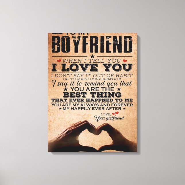 Love Quote For Boyfriend, Husband Love Birthday Canvas Print (Front)