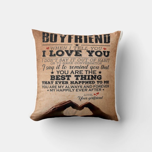 Love Quote For Boyfriend, Husband Love Birthday Cushion (Front)