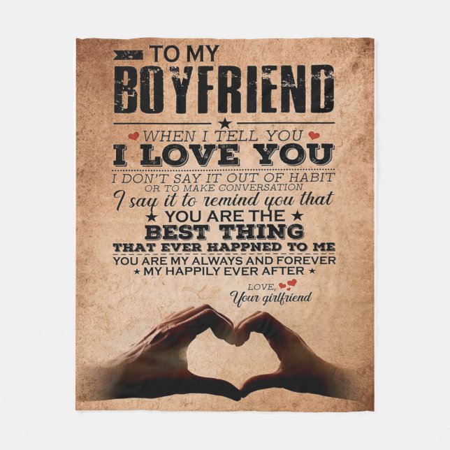 Love Quote For Boyfriend, Husband Love Birthday Fleece Blanket (Front)