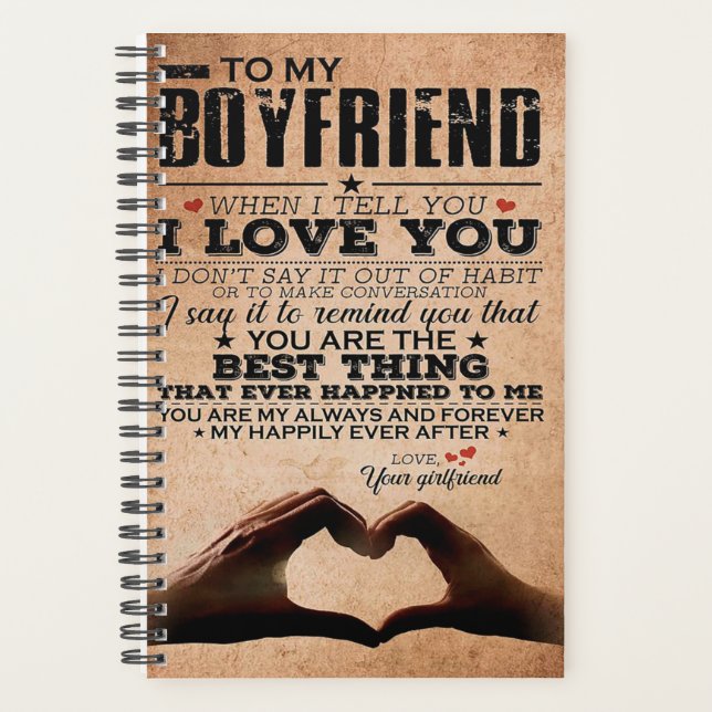Love Quote For Boyfriend, Husband Love Birthday Planner (Front)