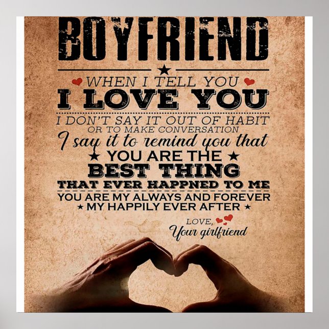 Love Quote For Boyfriend, Husband Love Birthday Poster (Front)