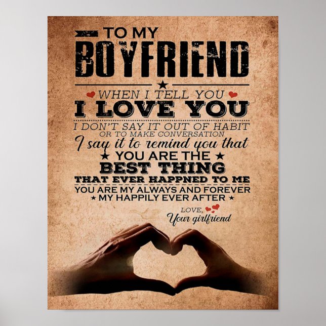 Love Quote For Boyfriend, Husband Love Birthday Poster (Front)