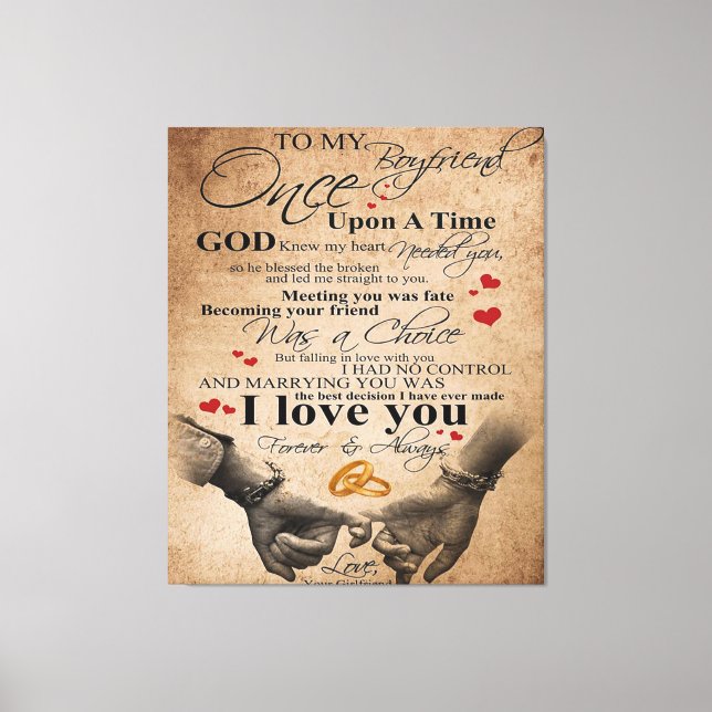 Love Quote For Boyfriend | Matching Couple Gift Canvas Print (Front)