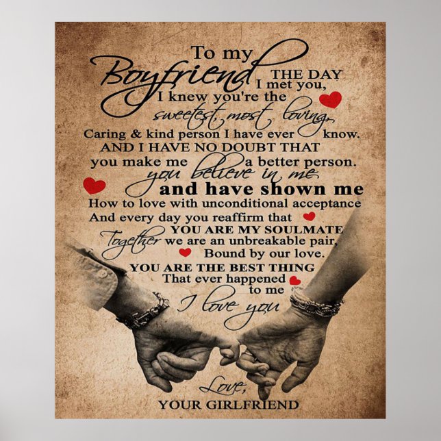 Love Quote For Boyfriend | Matching Couple Gift Poster (Front)