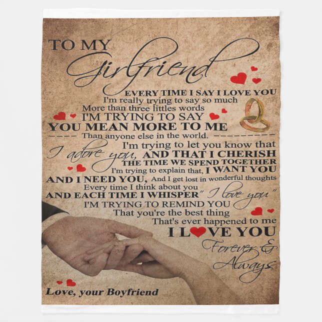 Love Quote For Girlfriend | Cute Decor Gift Fleece Blanket (Front)
