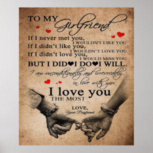 Love Quote For Girlfriend   Funny Quotes Gift Poster