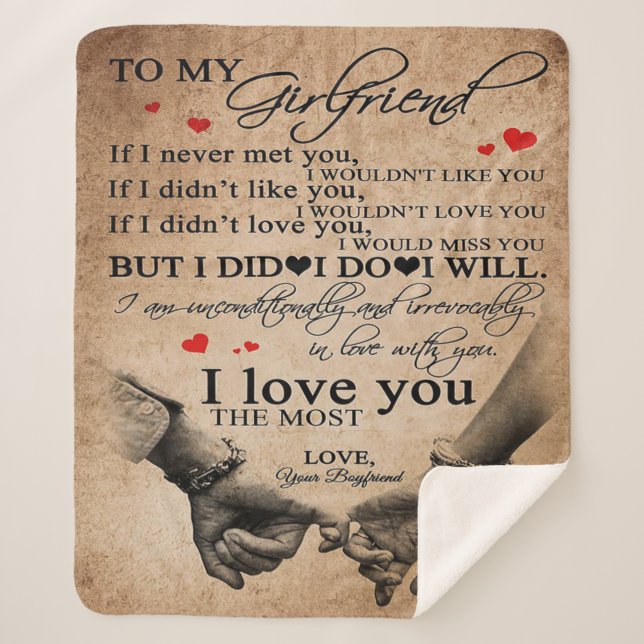 Love Quote For Girlfriend | Funny Quotes Gift Sherpa Blanket (Front)