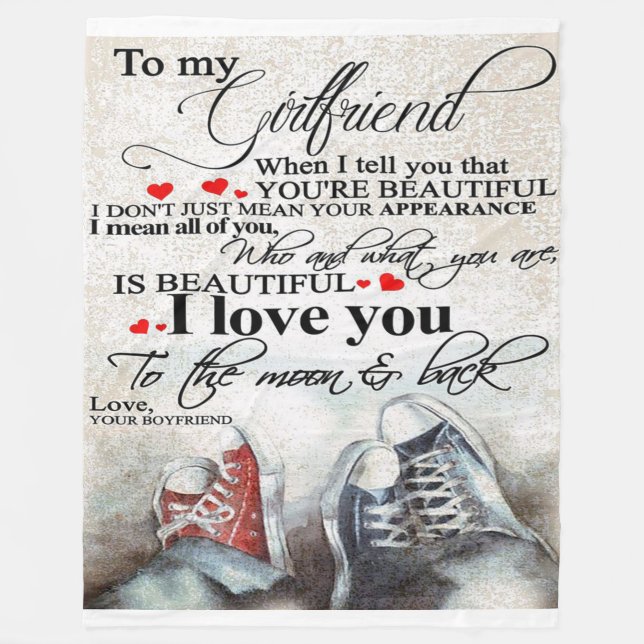 Love Quote For Girlfriend | Lovely Couple Gift Fleece Blanket (Front)