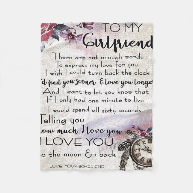Love Quote For Girlfriend | Lovely Couple Gift Fleece Blanket (Front)