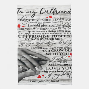 Love Quote For Girlfriend Matching couple gift Tea Towel
