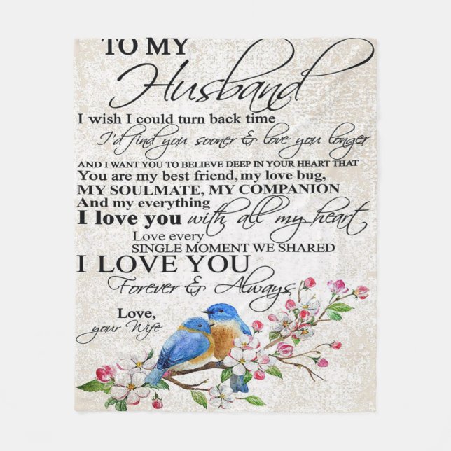 Love Quote For Husband | Cute Decor Fleece Blanket (Front)
